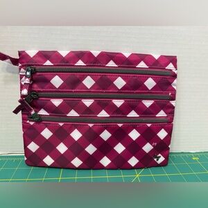 LUG Kickline Triple Zip  Checkered Pouch Never Used